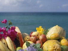 Tropical fruit basket at Punta Cana in Dominican Republic