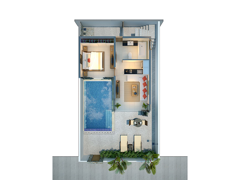 One Bedroom Modern Pool Villa-plan
