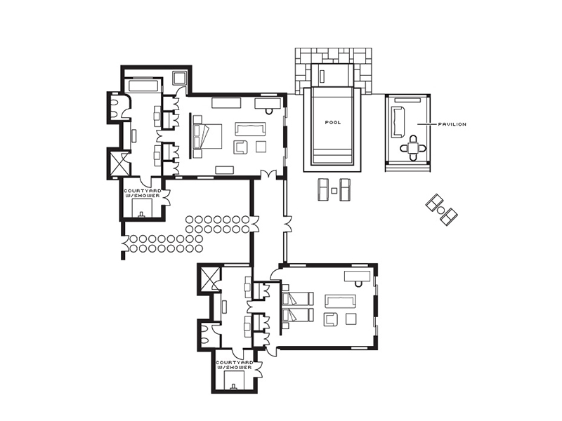 Two-Bedroom Family Beach Bungalow with Pool-plan